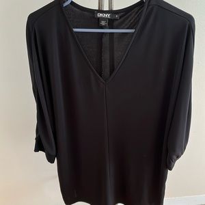 Black sleek DKNY top, oversized, can be L or even XL